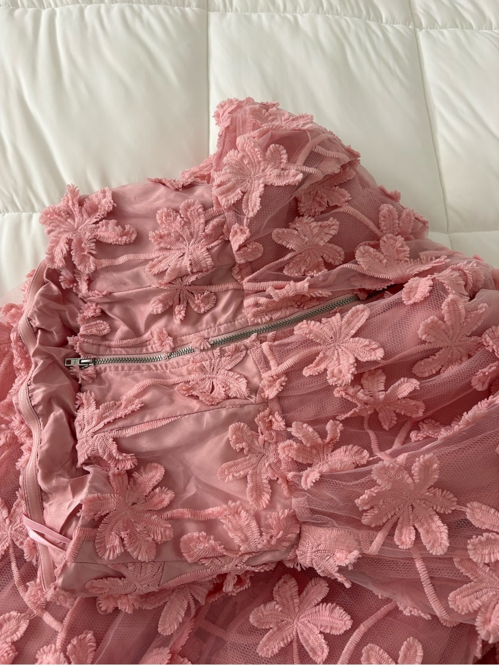 Selfie Leslie Dusty Rose Floral Lace Strapless Dress (Size: S) - Picture 3 of 4